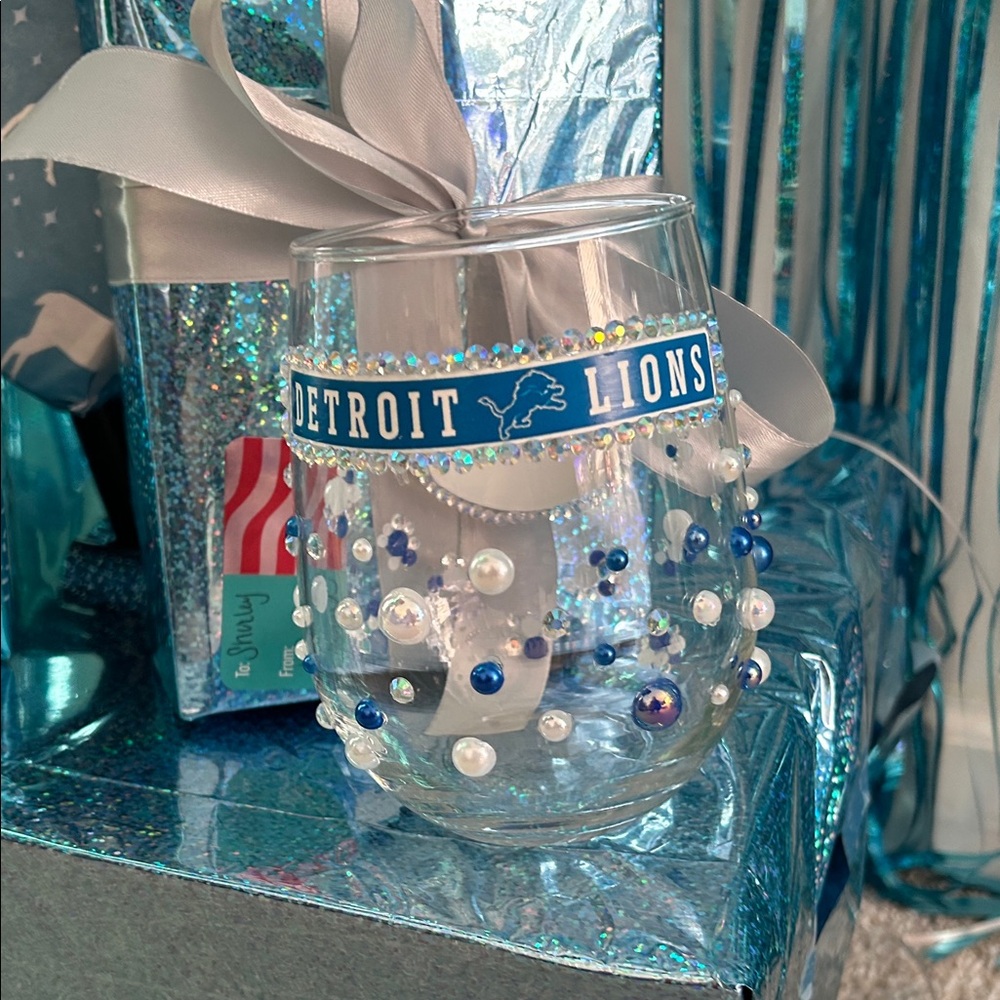 Detroit Lions Beaded Glass